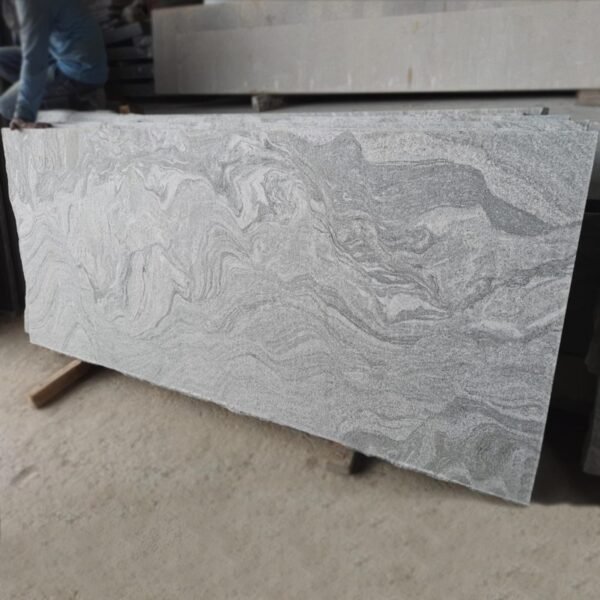 Viscon White Granite Slab with Wavy Veins