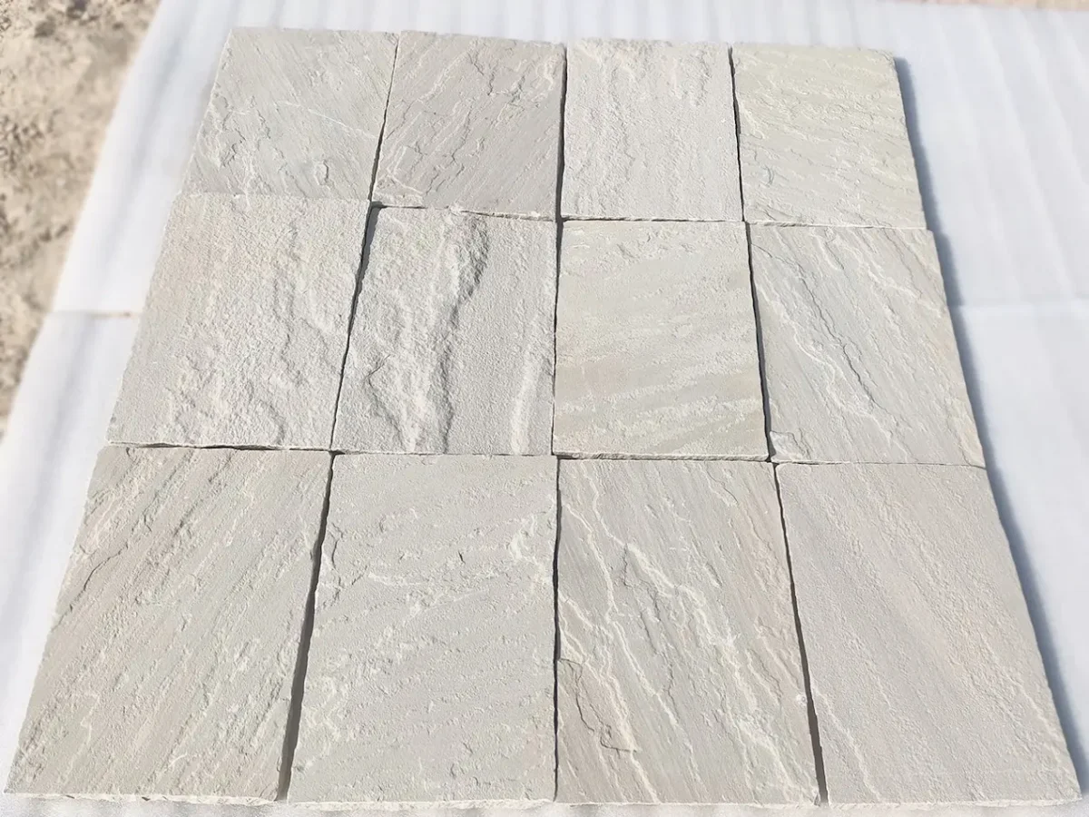 Gwalior Mint Sandstone tiles and cobbles for landscape use