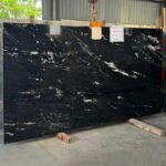 Wave Black Granite Slab with White Veins