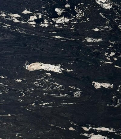 Wave Black Granite Slab with White Veins