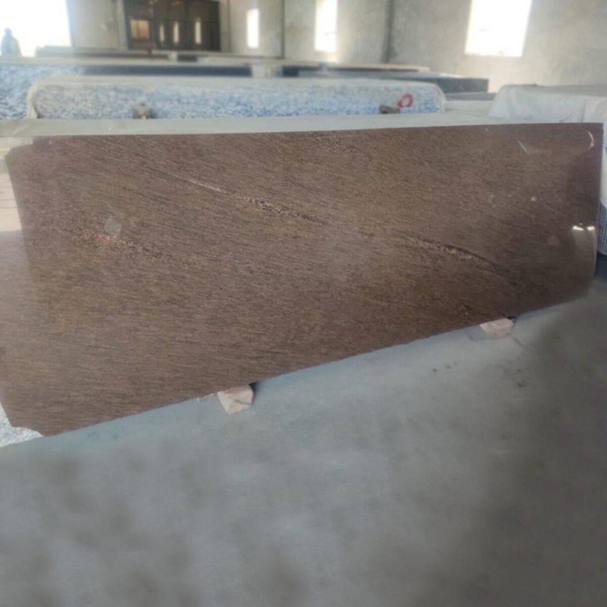 Wine Red Granite Slab with Polished Finish