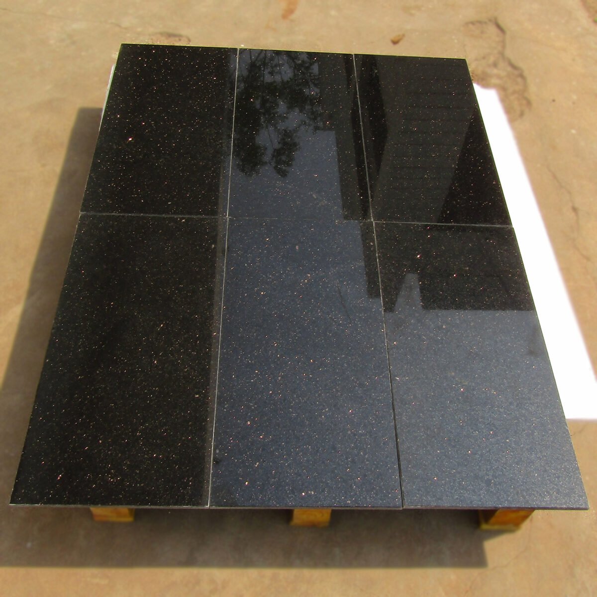 Polished Black Galaxy Granite Slab