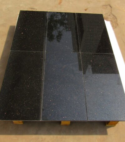 Polished Black Galaxy Granite Slab