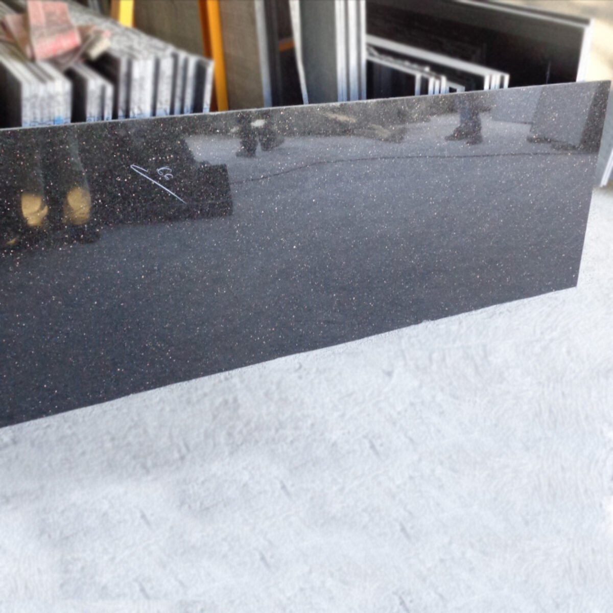 Polished Black Galaxy Granite Slab
